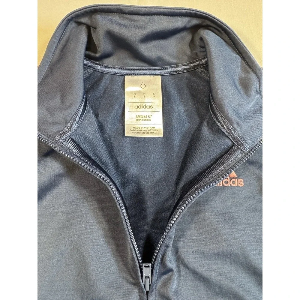 Adidas Jacket Girls Size 6 Blue Pink Full Zip